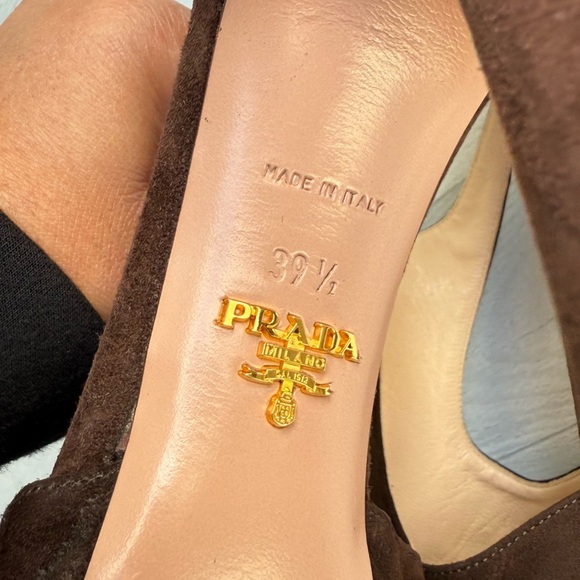 Prada Brown Suede Cut Out Heels Size 39.5/9.5 - Picture 8 of 9